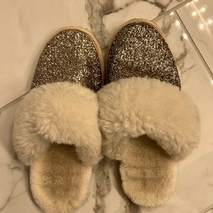 Glitter fuzzy slippers!